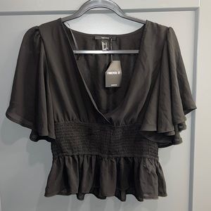 Forever 21 Black Sheer Crop Top